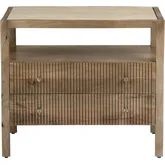 Mason End Table in Tan Travertine & Brown Wood