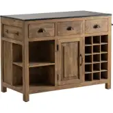 Bengal Manor Kitchen Island Bar Cabinet in Wood & Black Granite