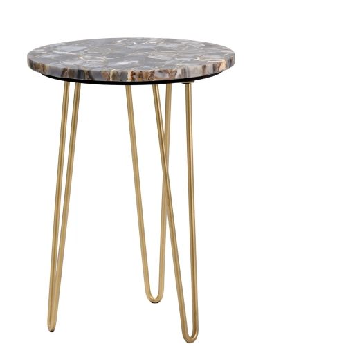 Westwood End Table in Blue Agate & Gold Metal