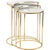 Astronomy 3 Piece Nesting Table Set in White Marble & Gold
