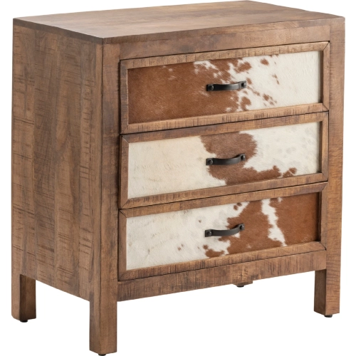 Ft. Worth 3 Drawer Chest in Wood, Brown & White