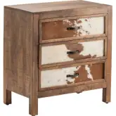 Ft. Worth 3 Drawer Chest in Wood, Brown & White