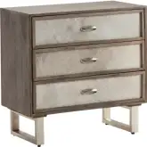 Theodore 3 Drawer Chest in Wood, Gray & Silver
