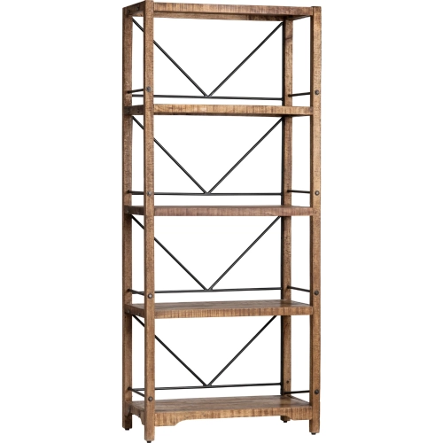 Winslow Bookcase in Rustic Brown Wood & Metal