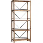 Winslow Bookcase in Rustic Brown Wood & Metal