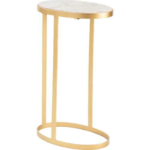 Victoria Drink End Table in Gold & White Marble
