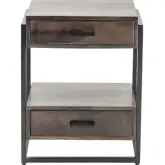Beckett 2 Drawer End Table in Wood & Black Metal