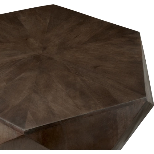 Pleasant Hill Hexagonal Cocktail Coffee Table in Brown Solid Wood