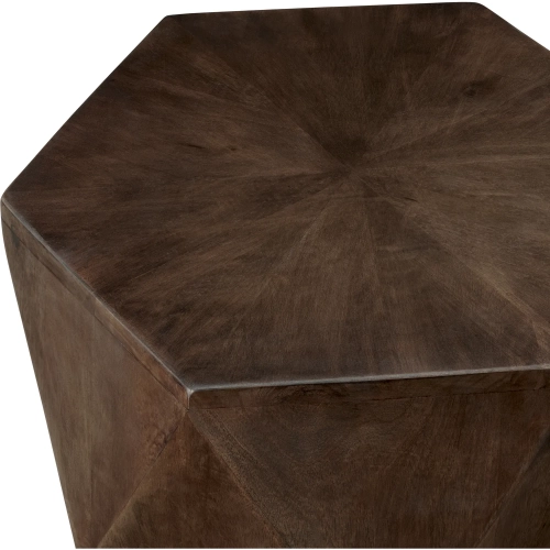 Pleasant Hill Hexagonal End Table in Brown Solid Wood