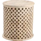 Midland 2 Piece End Table Set in Distressed White Washed Mango Wood