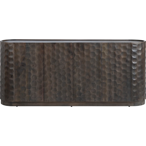 Gibson 76" 4 Door Media Credenza Sideboard in Smoke Gray Mango Wood