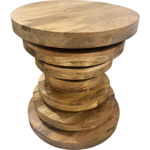 Weston 21" Round Natural End Table in Brown Mango Wood
