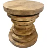 Weston 21" Round Natural End Table in Brown Mango Wood