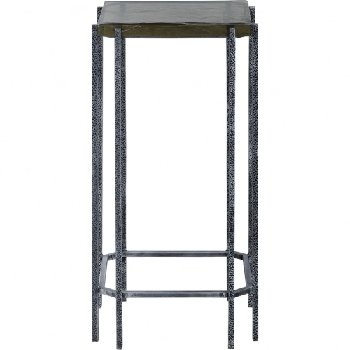 Hollis Square End Table in Gray Marble & Iron