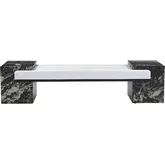 Massimo 72" Bench in Polished Black Marble & White Fabric