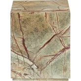 Enzo 18" Square End Table in Tan & Green Marble