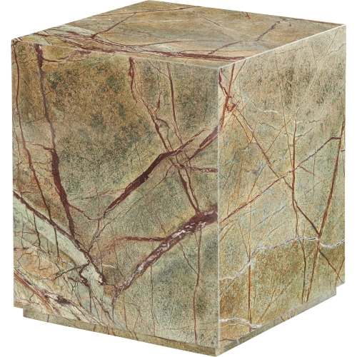 Enzo 18" Square End Table in Tan & Green Marble