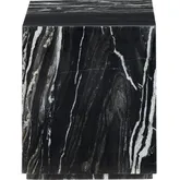 Massimo 18" Square End Table in Polished Black & White Marble