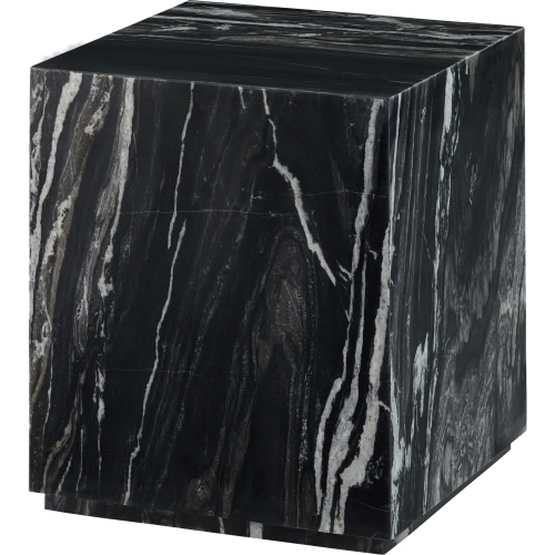 Massimo 18" Square End Table in Polished Black & White Marble