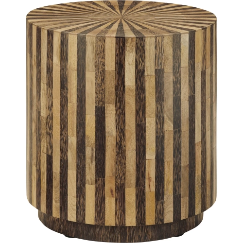 Calypso 18" Round End Table in Dark & Light Reclaimed Wood