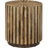 Calypso 18" Round End Table in Dark & Light Reclaimed Wood