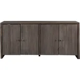 Elston 68" 4 Door Media Credenza Sideboard in Brown Solid Wood