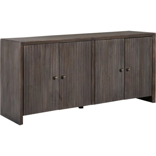 Elston 68" 4 Door Media Credenza Sideboard in Brown Solid Wood