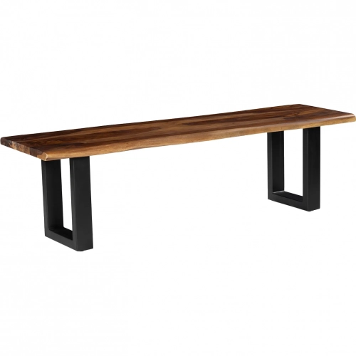 Fletcher 64" Bench in Live Edge Solid Wood & Black Metal