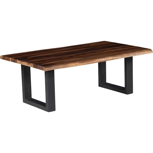 Fletcher 50" Coffee Cocktail Table in Live Edge Solid Wood & Black Metal