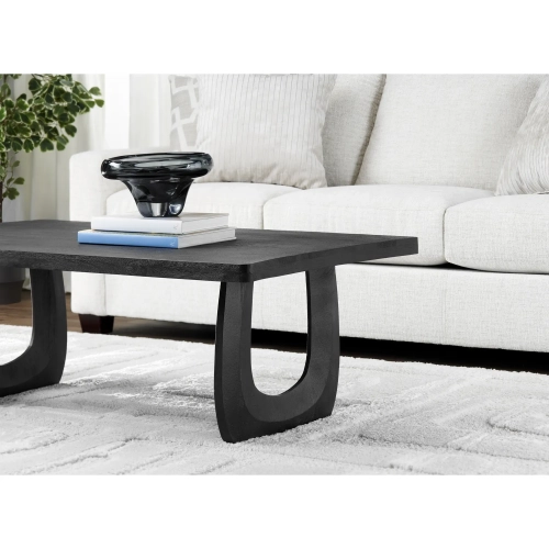 Lennox 50" Cocktail Coffee Table in Black Solid Wood