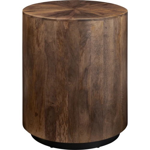 Hudson 20" Round End Table in Brown Wood & Black Metal