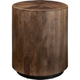 Hudson 20" Round End Table in Brown Wood & Black Metal