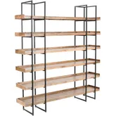 Keaton 84" 6 Shelf Etagere Bookcase in Wood & Black Metal