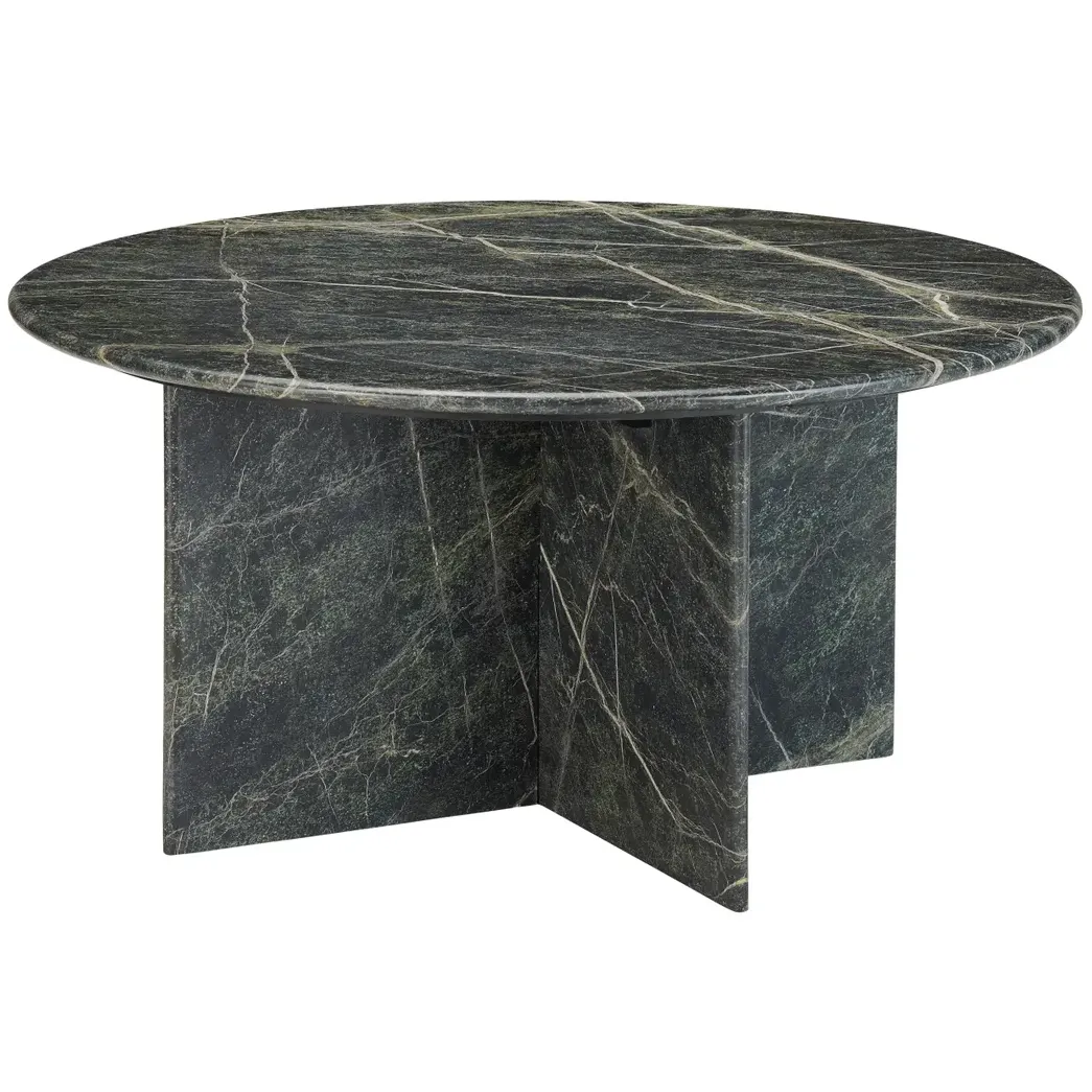 Virentia Round Coffee Cocktail Table in Green Marble