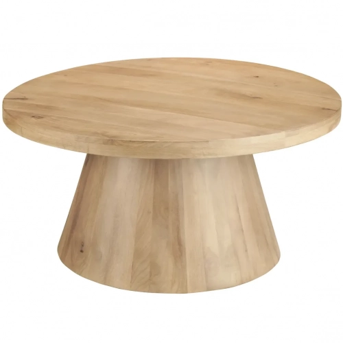 Keppler Round Coffee Cocktail Table in Natural Stained Wood