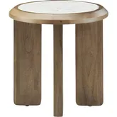 Palatino 22" Round End Table in White Marble & Wood