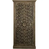 Adriana 71" Tall Accent Cabinet in Hand Carved Brown Mango Wood