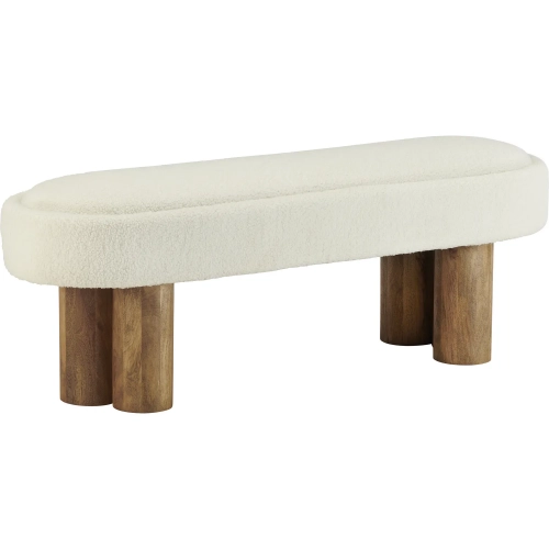 Willow 50" Bench in Cream Fabric & Solid Wood