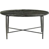 Luma Round Cocktail Coffee Table in Dark Green Marble & Black Metal