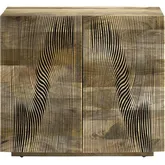 Marcell 2 Door Accent Cabinet in Brown & Brushed Black Wood
