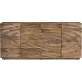 Ripple 83"W 4 Door Media Credenza Sideboard in Brown Wood