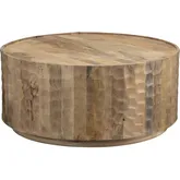 Gibson 38.25" Round Coffee Table Cocktail Table in Brown Mango Wood