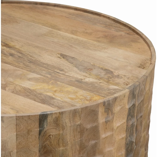 Gibson 38.25" Round Coffee Table Cocktail Table in Brown Mango Wood