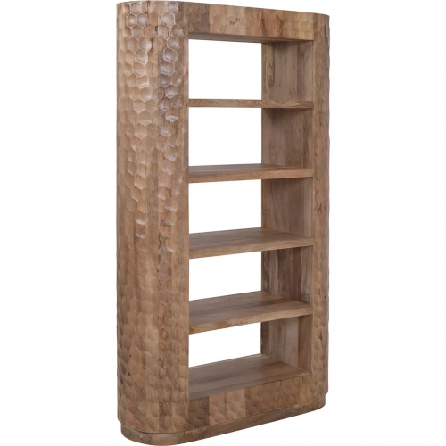Gibson 80" 5 Shelf Etagere Bookcase in Brown Mango Wood