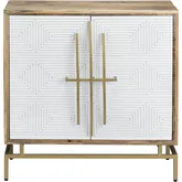 Rembrandt 34" 2 Door Accent Cabinet in Wood, Cream White & Gold