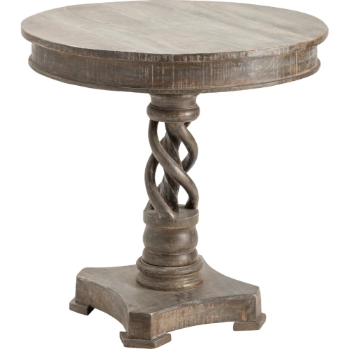 Freeman 30" Round Accent Table in White Washed Mango Wood