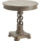 Freeman 30" Round Accent Table in White Washed Mango Wood