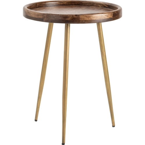 Silva End Table in Wood & Antique Brass Metal