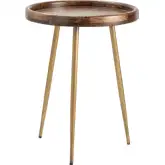 Silva End Table in Wood & Antique Brass Metal