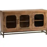 Bengal Manor 55" 3 Door Media Credenza Sideboard in Wood & Glass